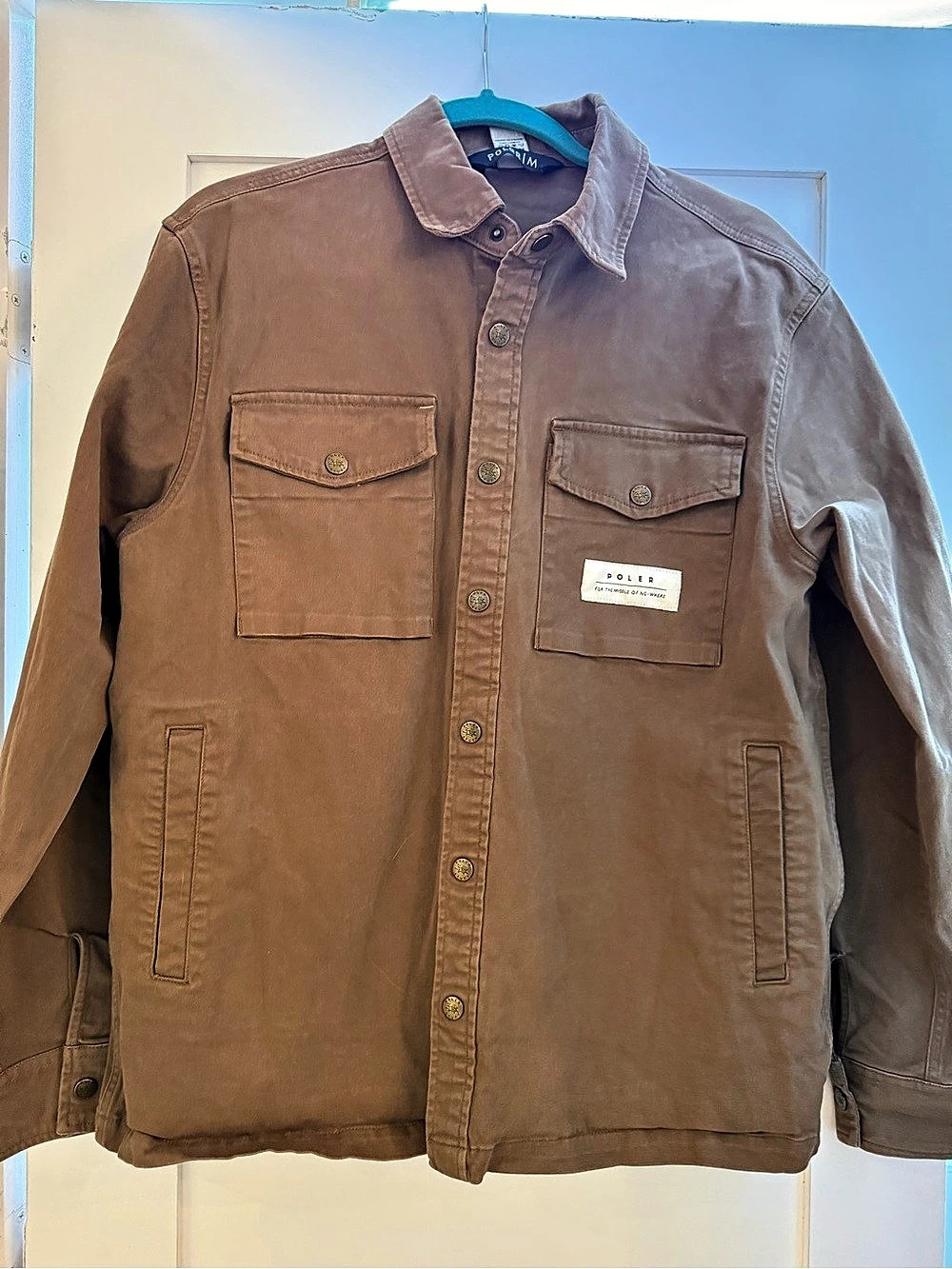 Poler Camp Vibes Cotton Shirt Jacket in Brown Like New